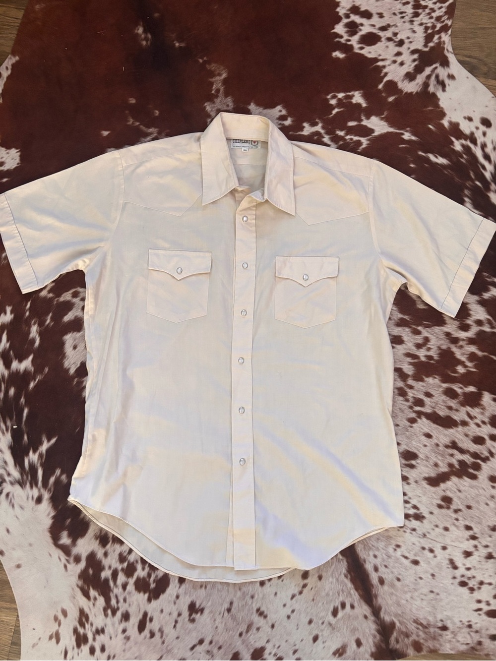 Vintage sheplers Men's Short Sleeve Button-Up Pearl snap